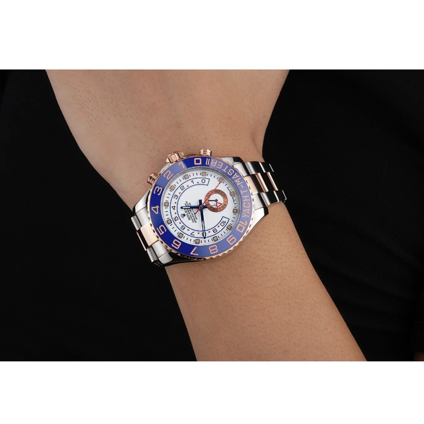 Aaa replica watch 622270 Bracelet Rolex and II Bezel Gold Steel White Dial Blue Rose Stainless Yacht-Master 0730